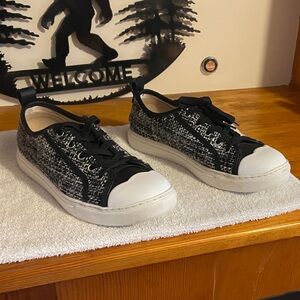 Kate Spade Black and White Tweed Sneakers